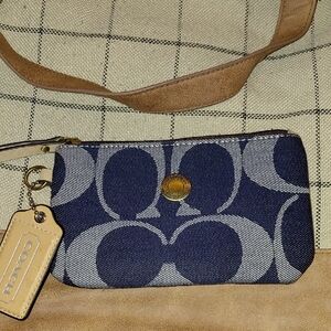 Coach Blue and Cream Wristlet